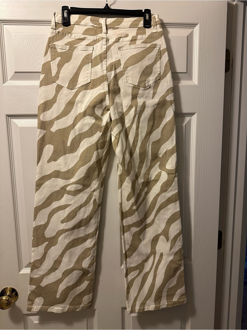 Women’s Nasty Gal Beige and White Zebra-Print Denim Jeans - Size 4